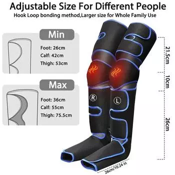 3 уровня интенсивности 3 режима Массажер для ног с воздушной компрессией с подогревом для улучшения кровообращения в стопах, икрах и бедрах с ручным контроллером Новый