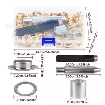 3 установочных инструмента 100 шт. 12 мм Металлическая пряжка 1 комплект с коробкой Air Eyelet Corns Tarpaulin Ring Buckle Copper eyelet