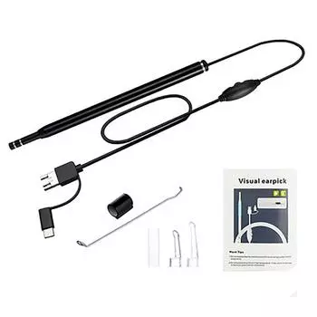 3 В 1 15,5 мм Камера для чистки ушей Android Эндоскоп USB Отоскоп Бороскоп Type-C Отоскоп для ушей Медицинский инструмент для чистки ушей