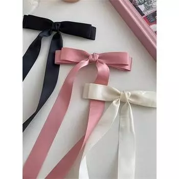 3 Valentine s Day women s bows Solid color streamers Braided hair ribbon Side hair clip bangs clip hair accessories Size fits all