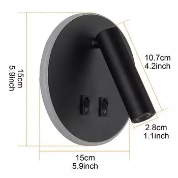 3 Вт 10 Вт светодиодный прожектор настенный светильник 330 градусов вращение регулируемый внутренний подсветка бра лампа с выключателем домашнее освещение спальни White чёрный