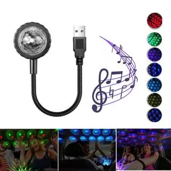 3 Вт Автомобильные атмосферные огни Автомобильный проектор на крышу Свет DJ Light Дискотека Вечеринка Окружающая декоративная лампа USB-порт RGB Авто украшения Звуковые огни