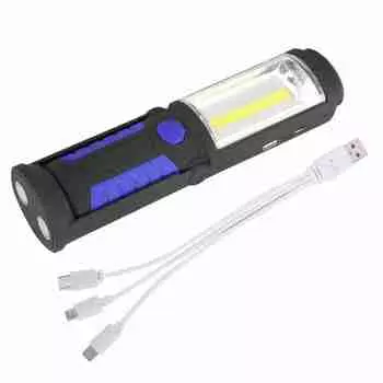 3 Вт перезаряжаемый COB светодиодный фонарик для кемпинга, аварийный рабочий фонарь с магнитной подставкой, синий синий