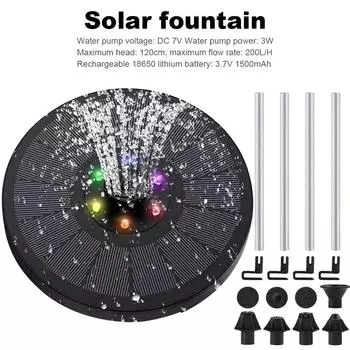 3 Вт плавающий насос для фонтана на солнечной энергии 200 л/ч, отдельно стоящие плавающие насосы для поилки птиц, для садовых прудов, бассейнов, аквариумов чёрный