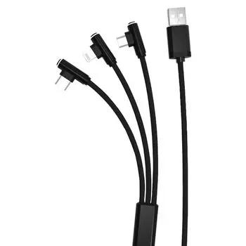 3 в 1 2.4A быстрая зарядка USB Type C на USB C / 8-контактный кабель для передачи данных нейлоновый плетеный кабель для мобильного телефона