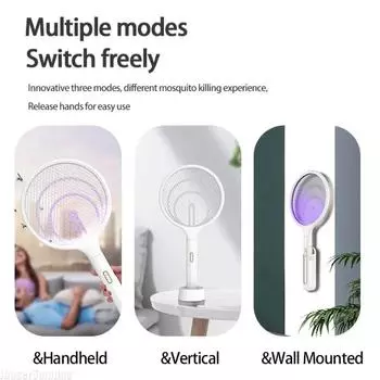 3 в 1 3000 В убийца комаров со светодиодной лампой электрическая мухобойка убийца насекомых USB подзарядка ловушка для борьбы с комарами и мухами светло-серый