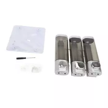 3 в 1 300 мл Пресс-диспенсер для жидкого мыла настенный для ванной комнаты, душа, шампуня, кондиционера для волос серебряный