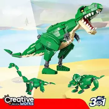 3-в-1 372 шт. тираннозавр трицератопс мальчик строительный блок игрушка подарок без коробки