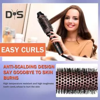 3-в-1 38-миллиметровая щипцы для завивки волос с термощеткой, быстрый нагрев, круглая щетка с отрицательными ионами, электрические инструменты для завивки волос EU