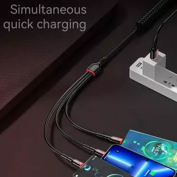 3 в 1 66 Вт 6 А кабель для быстрой зарядки USB Type C Кабель Micro USB для iPhone Кабель для зарядки Samsung Xiaomi Кабель для зарядки 1.5 M