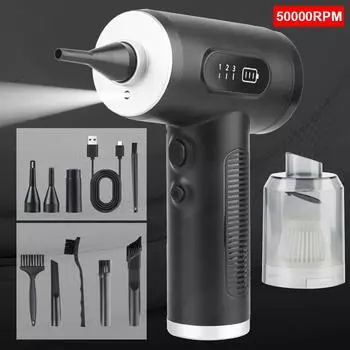 3 в 1 68 Вт воздуходувка автомобильные аксессуары автомобильный пылесос 50000 об/мин цифровой мощный пылесос с высокой мощностью всасывания портативный воздушный компрессор 3 передачи Black