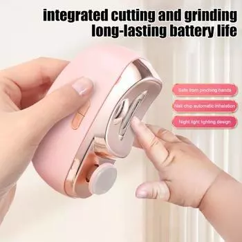 3-в-1 электрическая машинка для стрижки ногтей, полировщик со светодиодной подсветкой, 2-скоростная регулируемая пилка для ногтей Type-C, перезаряжаемая, автоматическая, для детей, взрослых, пожилых людей белый