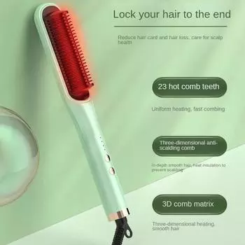 3 в 1 электрическая расческа для выпрямления волос с подогревом, профессиональная мини-керамическая щетка, выпрямитель для волос, щетка для укладки волос EU чёрный