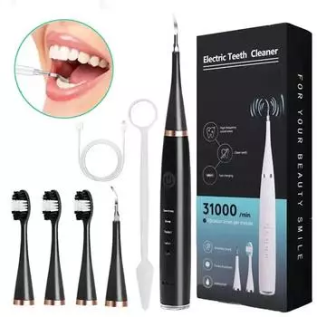 3 в 1 электрический стоматологический скалер электрическая зубная щетка портативный уход за полостью рта удаление зубного камня ультразвуковой очиститель налета набор для отбеливания зубов зелёный