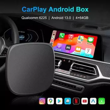 3 в 1 Android 13 Новый адаптер Carplay, проводной для беспроводного Carplay и Android Auto Cars Smart AI Box WIFI TF карта для Netflix Youtub