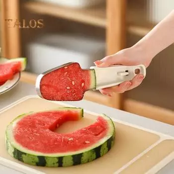 3-в-1 арбузный слайсер из нержавеющей стали вилочный резак инструмент для быстрой нарезки многофункциональная машина для резки фруктов для дома и пикников на открытом воздухе бежевый