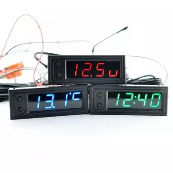 3 в 1 Автомобильные температурные часы со светодиодным дисплеем, детектор напряжения, светящиеся электронные часы, вольтметр, детали салона автомобиля зелёный