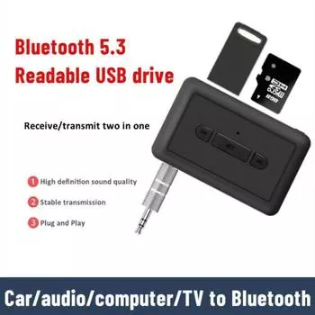 3 в 1 автомобильный Bluetooth 5,3 приемник-передатчик адаптер TX/RX 3,5 мм разъем A2DP беспроводной аудио AUX адаптер для телевизора автомобильный аудио музыкальный плеер гарнитура громкой связи чёрный