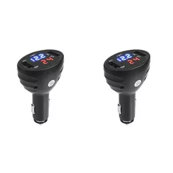 3 в 1 Автомобильный прикуриватель 12 В Двойное зарядное устройство USB LED Термометр Вольтметр Горячий