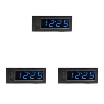 3 в 1 автомобильный термометр вольтметр 12 В цифровые часы тестер напряжения (синий)