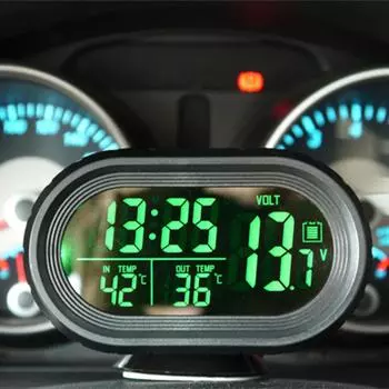 3 в 1 автомобильный вольтметр термометр с подсветкой ЖК-цифровые фосфоресцирующие часы 12 В/24 В автомобильные электронные аксессуары для салона автомобиля синий