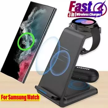 3 в 1 беспроводная зарядная подставка для Samsung Galaxy S23 S22 S21 Watch 6 Pro/5/4/3 Active 1 2 Buds 2 Pro Plus станция быстрой зарядки