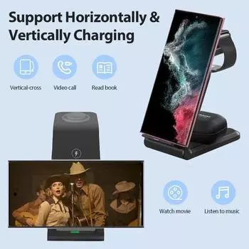 3 в 1 беспроводная зарядная подставка настольная для Samsung Fold 4 3 S22 Untra Galaxy Watch 5 4 3 Active Buds быстрая зарядная док-станция