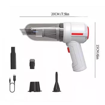 3 в 1 беспроводной автомобильный пылесос 9000Pa ручной пылесборник 120 Вт портативный пылесос с сильным всасыванием для очистки домашнего рабочего стола в автомобиле белый