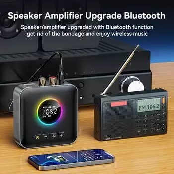 3 в 1 Bluetooth 5.4 передатчик приемник FM модулятор передатчик 3.5MM AUX Type-C многоточечный интерфейс Hifi музыка CD-качества чёрный