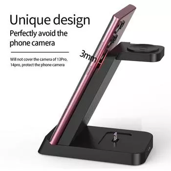 3 в 1 быстрая беспроводная зарядная подставка для iPhone 15 14 13 12 11 X XR 8 Samsung Apple Watch 8 7 6 Airpods Pro зарядная док-станция