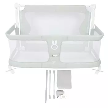 3 в 1 Детская прикроватная кроватка с сеткой-репеллентом, регулируемой высотой подъемного ограждения, люлька у кровати зелёный