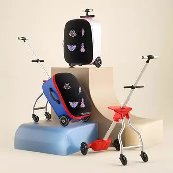 3 в 1 детский чемодан для багажа, можно сидеть и ехать, симпатичный дорожный чемодан на колесиках с тормозом для ограждения, водонепроницаемый большой емкости детский чемодан розовый