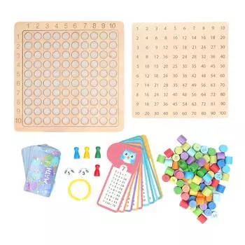3 в 1 Доска для умножения, деревянная игрушка для раннего обучения, развития мозга, математики и счета