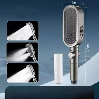 3 в 1 душевая насадка высокого давления с фильтром, экономящая воду насадка для душа, регулируемая кнопка остановки воды, эко-душ, распылитель для душа в ванной комнате чёрный