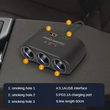 3 в 1 двойной USB разъем 120 Вт автомобильный прикуриватель разветвитель 12 В 24 В быстрое зарядное устройство телефон адаптер питания для автомобильного видеорегистратора GPS видеорегистратор чёрный