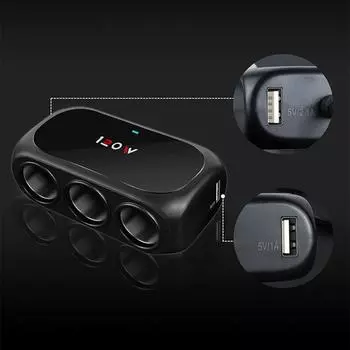 3 в 1 двойной USB-разъем автомобильного прикуривателя адаптер 12 В 24 В разветвитель светодиодный адаптер для быстрой зарядки для iPhone GPS видеорегистратор чёрный