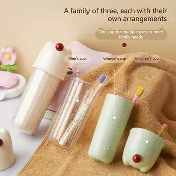 3 в 1 двухслойный стаканчик для полоскания рта, простые стаканчики для ополаскивания полости рта, зубная щетка, контейнер для хранения зубной пасты, переносные наборы коробок бежевый