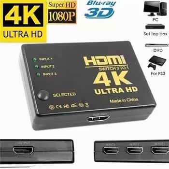 3 в 1 HD-выход HDMI-переключатель-сплиттер ТВ-переключатель видео-аудио адаптер для ПК HDTV