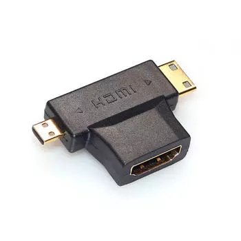 3 в 1 HDMI-совместимый адаптер с разъемом «мама» на мини/микро-HDMI «папа» 1080p HDMI удлинитель для ПК Hd ТВ адаптер для ноутбука чёрный