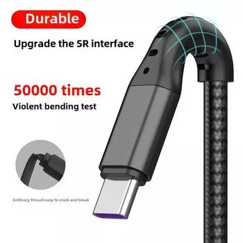 3 в 1 кабель для быстрой зарядки 5A плетеный USB-кабель с разъемом Lightning Type-C Micro USB совместимый с телефонами iPhone Android универсальный зарядный шнур 1,2 м 1.2m чёрный