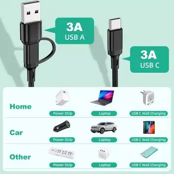 3 в 1 кабель для зарядки с несколькими портами USB, кабель для зарядки с несколькими портами USB, тип C, микрозарядное устройство, провод для мобильного телефона для iPhone 14 13 12 Huawei чёрный