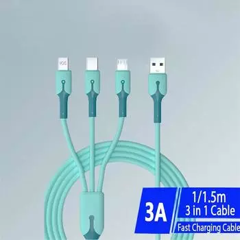 3 в 1 кабель типа C USB-кабель для зарядки телефона многопортовый зарядный шнур для iPhone Huawei Samsung несколько USB-проводов для зарядки 1 M розовый
