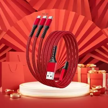 3 в 1 кабели, шнур для зарядки телефона от переменного тока к телефону + тип C + микро-нейлоновый плетеный адаптер синхронизации для телефона, 3D сплав + разъем TPE