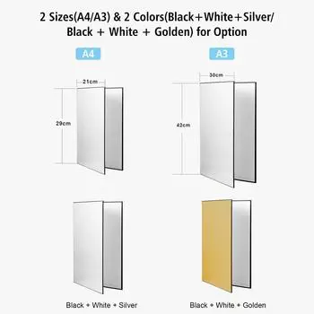 3-в-1 Картон для фотографий Картон Складной отражатель для фотографий Доска рассеивателя (черный + белый) A4 золотой