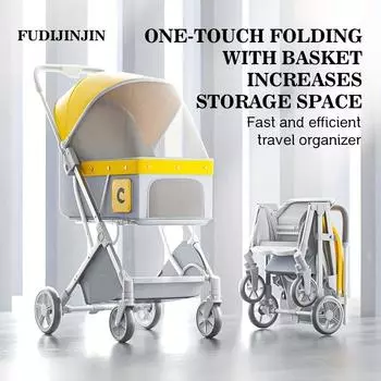 3 в 1 коляска для кошек/собак, складная дорожная тележка для прогулочного сидения с корзиной, бесшумные колеса, тележка для собак, регулируемая крыша