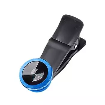 3 в 1 Крепление на объектив камеры мобильного телефона Рыбий глаз + Широкоугольный + Макро объектив(синий)