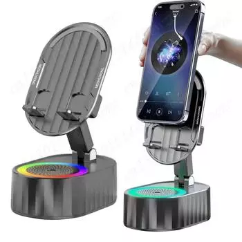 3 в 1 кронштейн для мобильного телефона Bluetooth-динамик Power Bank вращающийся на 360 градусов ленивый настольный держатель подставка индукционный кронштейн для телефона чёрный