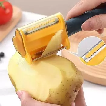 3 в 1 лезвие Овощечистка Фрукты Овощечистка Многофункциональный нож для очистки Огурцов Терка Практичная точилка для ножей Кухонный инструмент оранжевый