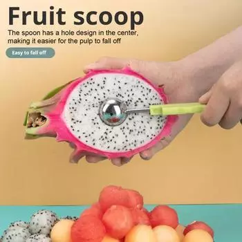 3-в-1 Лопатка для фруктовых шариков Ложка для дыни Сепаратор мякоти Инструменты для резьбы по фруктам из нержавеющей стали для дыни, арбуза, киви, кухонных фруктов