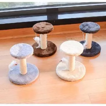 3 в 1 маленькая когтеточка для кошачьего дерева с башней, мягкая кошачья кровать, ковер из сизаля, джутовые столбики с одним шариком мыши, игрушки для домашних кошек и 20*20*20CM бежевый